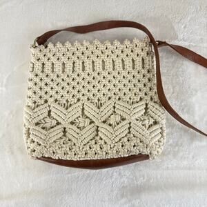 Anabaglish Lani Macrame Women's Crossbody Bag Leather Trim